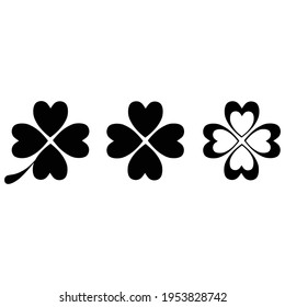 Clover icons set. Vector illustration on white background.	