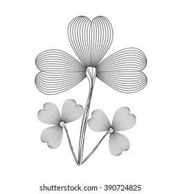 Clover illustrations. Clover symbol. The symbol of St. Patrick's Day. Clover isolated on a white background. Vector illustrations of clover.
