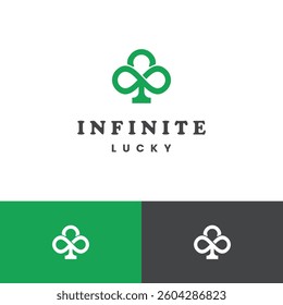clover and infinity symbol, endless luck concept logo design icon template