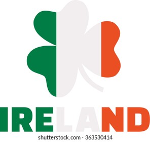 Clover with ireland flag colors and ireland word