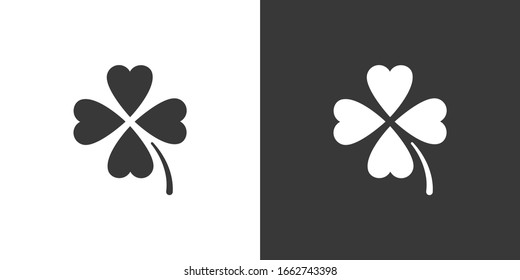 Clover. Isolated icon on black and white background. Nature vector illustration
