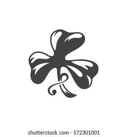 Clover Isolated on white background vector icon in retro style. Can be used for logo or badge.