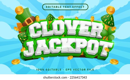 Clover Jackpot 3D-Texteffekt und bearbeitbarer Texteffekt mit dem Tageselement von Patrick