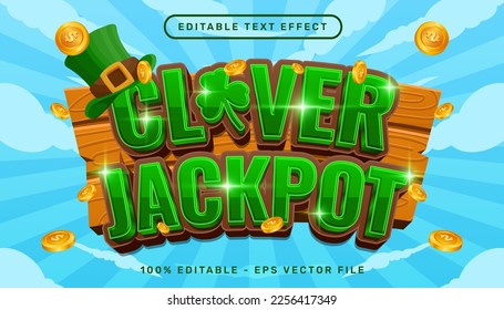 clover jackpot 3d text effect and editable text effect whit st patrick's day element