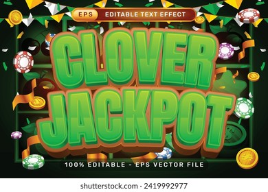 clover jackpot 3d text effect and editable text effect whit spin and st patrick's day element
