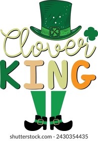 Clover King ,Retro , St Patrick’s Day , Designs