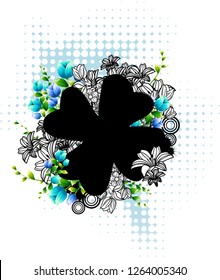 etiqueta de trébol con diseño de flora