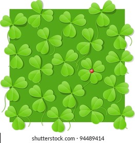 clover with ladybird background vector illustration EPS10. Transparent objects used for shadows and lights drawing
