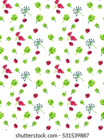 Clover and ladybird seamless pattern