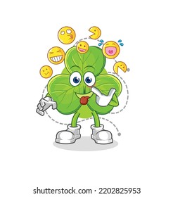 the clover laugh and mock character. cartoon mascot vector