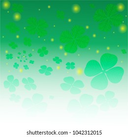 Clover leaf abstract white green with magic lights background.Vector  illustration .