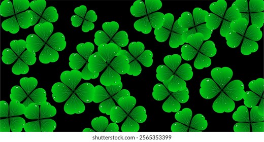 clover leaf background vector design, black background	