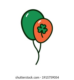 clover leaf in balloons helium st patricks day flat icon vector illustration design
