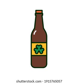 clover leaf in beer bottle st patricks day flat icon vector illustration design