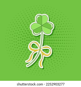 Clover Leaf with Bow Sticker Symbol St Patricks Day