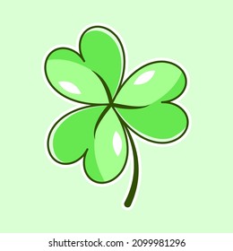 Clover leaf cartoon design graphic vector. Green lucky and St. Patrick's day symbol. Nature plant template.