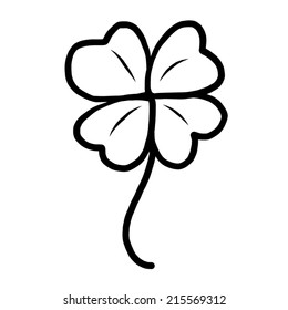 clover leaf / cartoon vector and illustration, black and white, hand drawn, sketch style, isolated on white background.