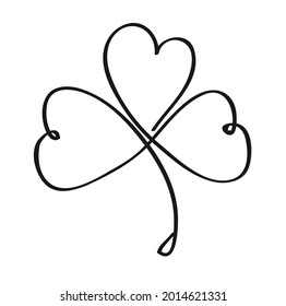 Clover leaf. Continuous line art vector illustration