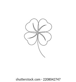  clover leaf  Continuous line art vector illustration