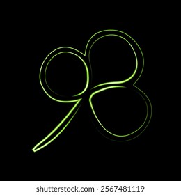 Clover leaf design glowing in green against a black background