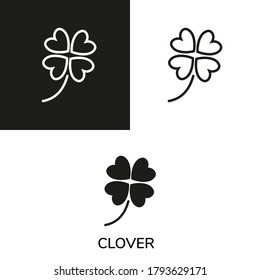 hoja de trébol de diferentes colores en blanco y negro. diseño vectorial de logotipo de clover