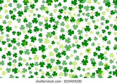 Clover leaf flat design green falling background pattern vector illustration