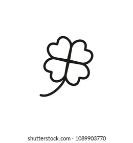 Clover leaf. Flat thin line illustration. Plant, foliage, st. Patricks Day. Leaf concept. For nature, ecology, environment