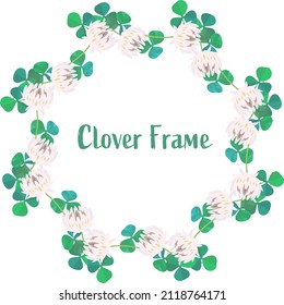 Clover leaf and flower vector illustration round frame