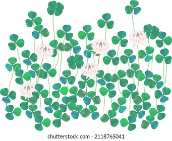 Ilustración de hojas de trébol y vectores de flores. árbol y cuatro hojas.