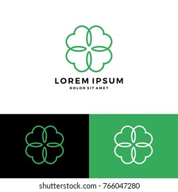 Clover Leaf Four Logo Vector Download Monoline