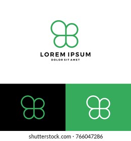 Clover Leaf Four Logo Vector Download Monoline