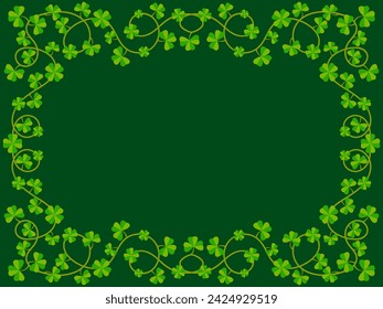 Clover leaf frame for St. Patrick's Day. Border with shamrocks with place for text. Irish holiday frame design for greeting cards, flyers and invitations. Vector illustration