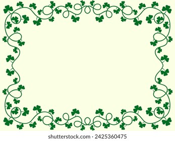 Kleeblattrahmen für St. Patrick's Day. Rahmen mit Shamrocks mit Platz für Text. Irish Holiday Frame Design für Grußkarten, Flyer und Einladungen. Vektorgrafik