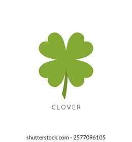 Clover leaf in green color on white background. Vector icon.