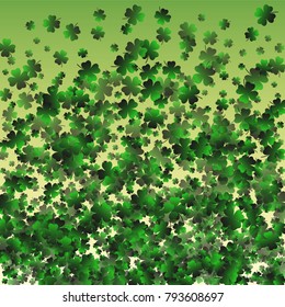Clover leaf green is a confetti which consist of many isolated elements. Stylish and beautiful clover leaf green. Can be used as poster, border, background, wallpaper, card and etc