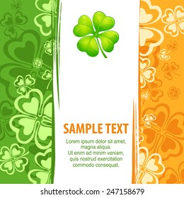 Clover leaf grunge pattern with text, vector illustration for St. Patrick's day 