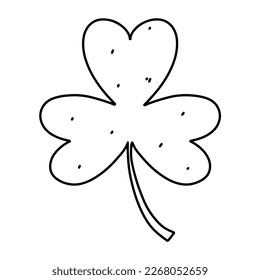 Clover leaf in hand drawn doodle style. Cute plant icon. isolated on white background.