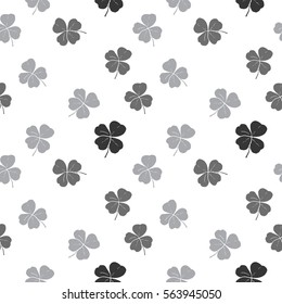 Clover leaf hand drawn doodle seamless pattern vector illustration. St Patrick's Day symbol, Irish lucky shamrock background.