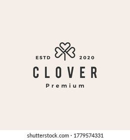 clover leaf hipster vintage logo vector icon illustration