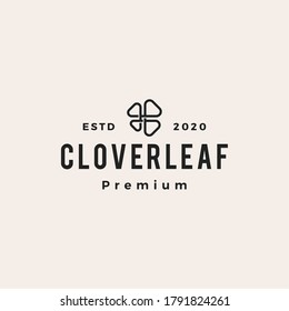 clover leaf hipster vintage logo vector icon illustration