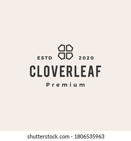 clover leaf hipster vintage logo vector icon illustration