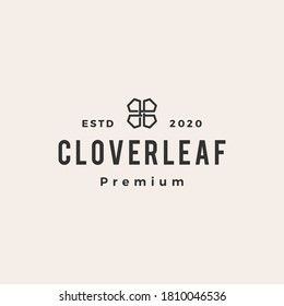 clover leaf hipster vintage logo vector icon illustration