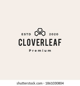 clover leaf hipster vintage logo vector icon illustration