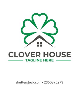 clover leaf with house or home simple icon