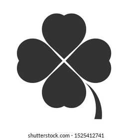 Clover leaf icon, black design element. Vector illustration.