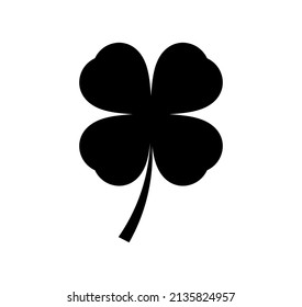 Clover leaf icon, black design element. Saint Patricks Day symbol. Vector illustration.