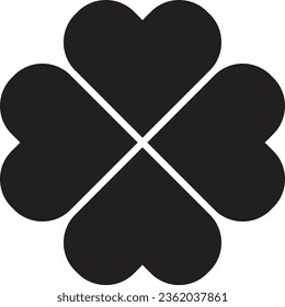 Icono de hoja de trébol. Negro afortunado trébol hoja en forma de corazón aislado en fondo blanco