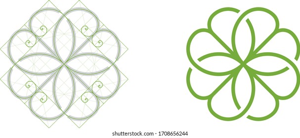 
Clover leaf icon, golden ratio. Vector illustration isolated on white background, EPS 10