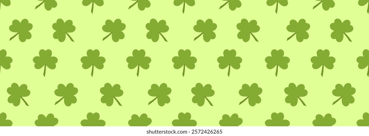 Clover leaf icon on green background. Seamless pattern.
