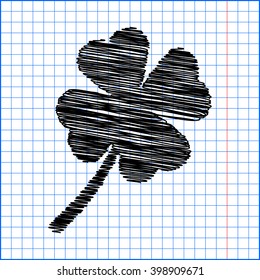 Clover leaf icon with pen effect on paper